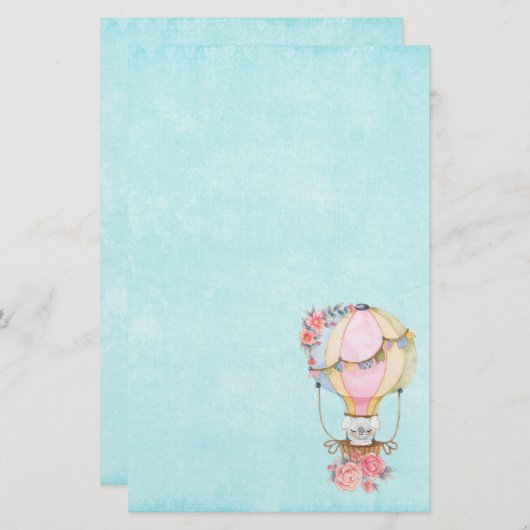 Niedlicher Heißluftballon mit Bärenwasser Briefpapier (Vorne/Hinten)