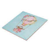 Niedlicher Heißluftballon mit Bärenwasser Fliese (Seite)