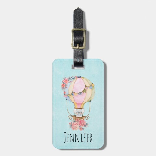 Niedlicher Heißluftballon mit Bärenwasser Gepäckanhänger (Vorderseite vertikal)