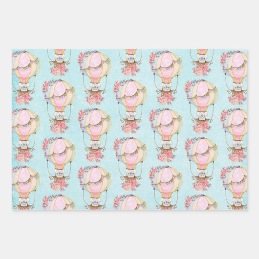 Niedlicher Heißluftballon mit Bärenwasser Geschenkpapier Set (Vorderseite 2)