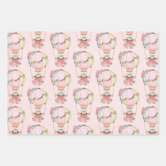 Niedlicher Heißluftballon mit Bärenwasser Geschenkpapier Set (Vorderseite 3)