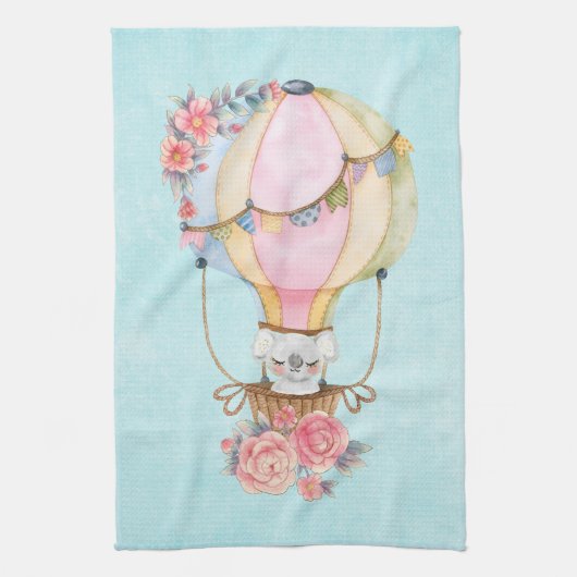 Niedlicher Heißluftballon mit Bärenwasser Geschirrtuch (Vertikal)