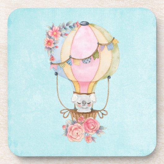 Niedlicher Heißluftballon mit Bärenwasser Getränkeuntersetzer (Vorderseite)