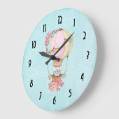 Niedlicher Heißluftballon mit Bärenwasser Große Wanduhr (Winkel)