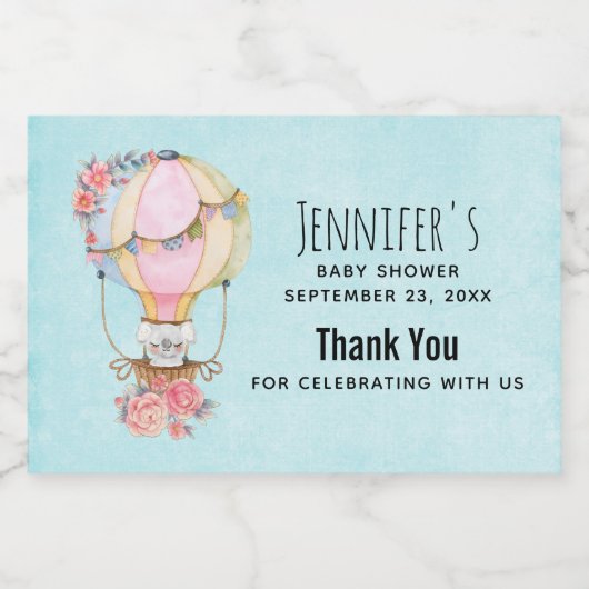 Niedlicher Heißluftballon mit Bärenwasser Lebensmitteletikett (Einzelnes Label)