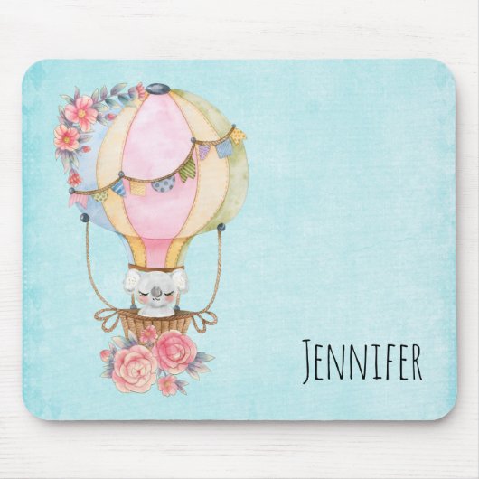 Niedlicher Heißluftballon mit Bärenwasser Mousepad (Vorne)
