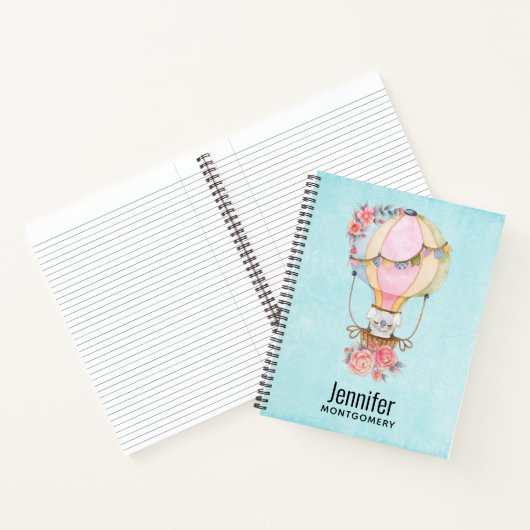 Niedlicher Heißluftballon mit Bärenwasser Notizblock (Innenseite)