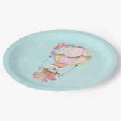 Niedlicher Heißluftballon mit Bärenwasser Pappteller (Schrägansicht)