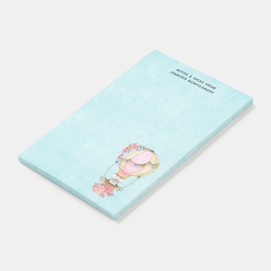 Niedlicher Heißluftballon mit Bärenwasser Post-it Klebezettel (angewinkelt)