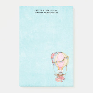 Niedlicher Heißluftballon mit Bärenwasser Post-it Klebezettel