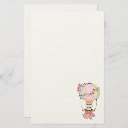 Niedlicher Heißluftballon mit Bärenwasserballon Briefpapier (Vorne/Hinten)