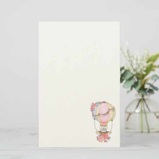 Niedlicher Heißluftballon mit Bärenwasserballon Briefpapier (Stehend Vorderseite)