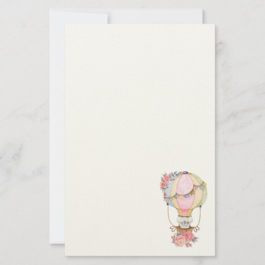 Niedlicher Heißluftballon mit Bärenwasserballon Briefpapier (Vorderseite)