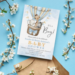 Niedlicher Heißluftballon Safari Tiere Kinderdusch Einladung