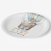 Niedlicher Heißluftballon Safari Tiere Kinderdusch Pappteller (Schrägansicht)