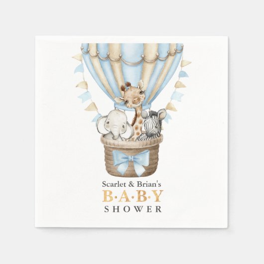 Niedlicher Heißluftballon Safari Tiere Kinderdusch Serviette (Vorderseite)