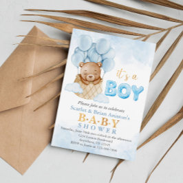 Niedlicher Heißluftballon Teddy Bear Babydusche Einladung