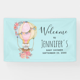 Niedlicher Heißluftballon Wasserfarbe Kinderdusche Banner