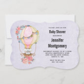 Niedlicher Heißluftballon Wasserfarbe Kinderdusche Einladung (Vorderseite)