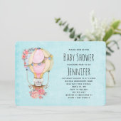 Niedlicher Heißluftballon Wasserfarbe Kinderdusche Einladung (Stehend Vorderseite)