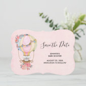 Niedlicher Heißluftballon Wasserfarbe Kinderdusche Save The Date (Stehend Vorderseite)