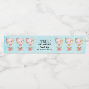 Niedlicher Heißluftballon Wasserfarbe Kinderdusche Wasserflaschenetikett