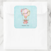 Niedlicher Heißluftballon Wasserfarbe Vielen Dank Quadratischer Aufkleber (Tasche)