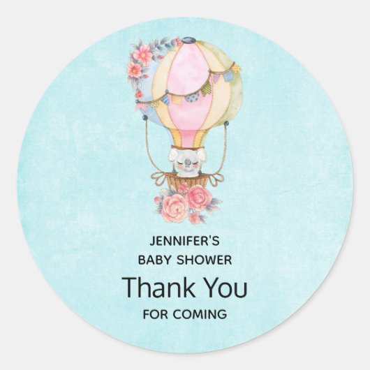Niedlicher Heißluftballon Wasserfarbe Vielen Dank Runder Aufkleber (Vorderseite)