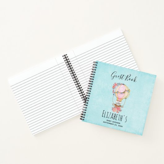 Niedlicher Heißluftballon Wasserfarbendusche Gäste Notizblock (Innenseite)