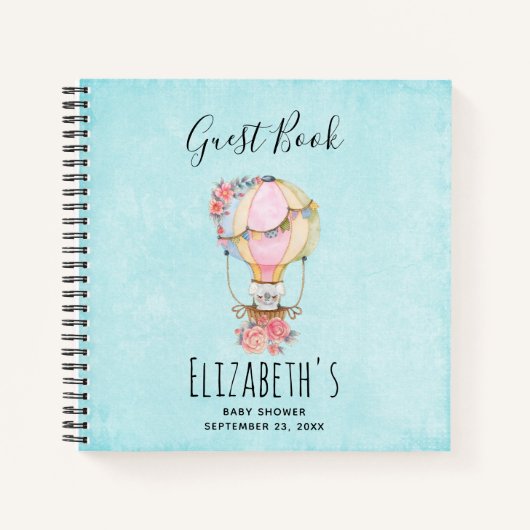 Niedlicher Heißluftballon Wasserfarbendusche Gäste Notizblock (Vorderseite)