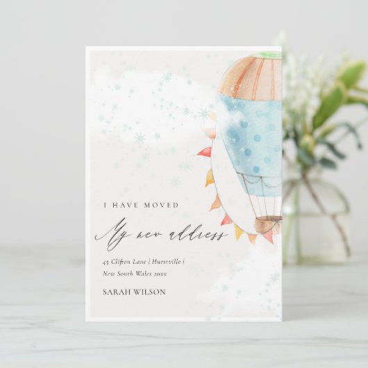 Niedlicher Heißluftballon Wolken Star I habe beweg Dankeskarte (Stehend Vorderseite)