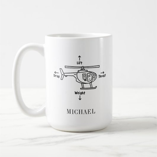 Niedlicher Helikopter Vier-Kräfte-Illustrationsdoo Kaffeetasse (Links)