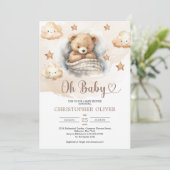 Niedlicher hellbrauner Teddybär Einladung (Stehend Vorderseite)