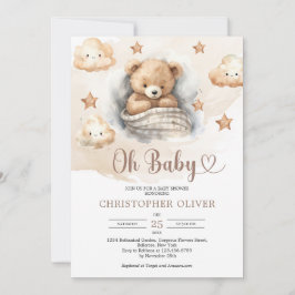 Niedlicher hellbrauner Teddybär Einladung