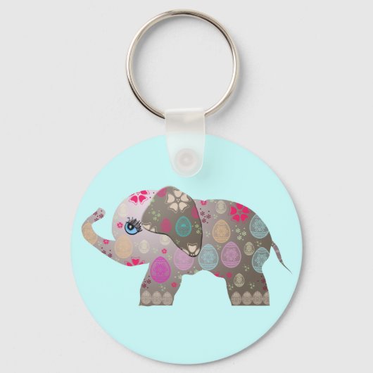 Niedlicher, heller Elefant Schlüsselanhänger (Vorderseite)