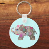 Niedlicher, heller Elefant Schlüsselanhänger (Vorderseite)