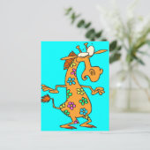 niedlicher, heller Hippie-Blume Giraffe Cartoon Postkarte (Stehend Vorderseite)