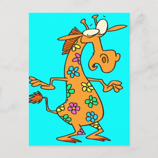 niedlicher, heller Hippie-Blume Giraffe Cartoon Postkarte (Vorderseite)