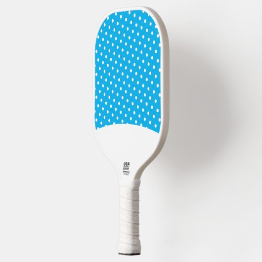 Niedlicher, heller weißer Polka Dots Sky Blue Back Pickleball Schläger (Links)