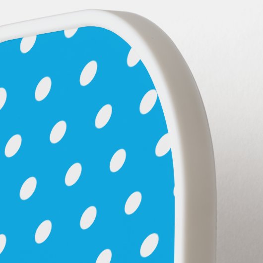 Niedlicher, heller weißer Polka Dots Sky Blue Back Pickleball Schläger (Linke Seite)