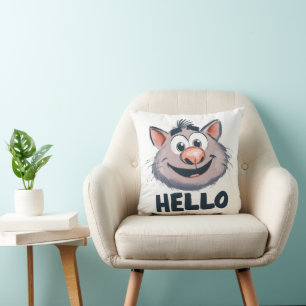 Niedlicher "Hello" Cartoon Monster Throw Kissen