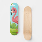 Niedlicher, hellrosa Flamingo im Garten Skateboard (Vorderseite)
