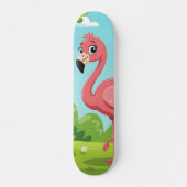 Niedlicher, hellrosa Flamingo im Garten Skateboard (Vorne)