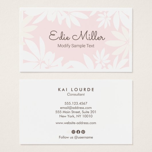 Niedlicher, hellrosa, floraler Schriftart (Vorne & Hinten)