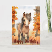Niedlicher Herbst Fohlen und Pumpkins Pferd Geburt Karte (Vorderseite)