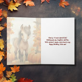 Niedlicher Herbst Fohlen und Pumpkins Pferd Geburt Karte