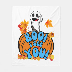 Niedlicher Herbst Halloween Geist Boo! Ich sehe di Fleecedecke