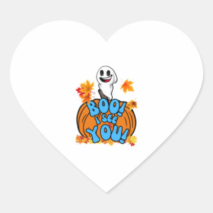 Niedlicher Herbst Halloween Geist Boo! Ich sehe di Herz-Aufkleber