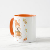 Niedlicher Herbst-Hase mit Kürbis. Tasse (Vorderseite Links)
