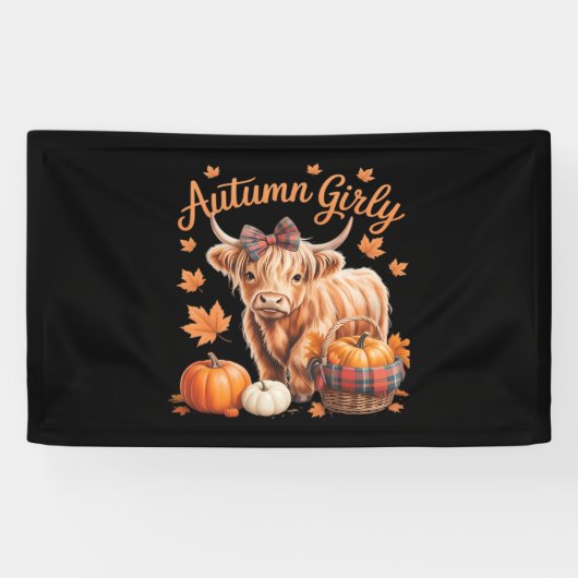 Niedlicher Herbst Herbst Herbst Herbst Girl-Ernted Banner (Horizontal)